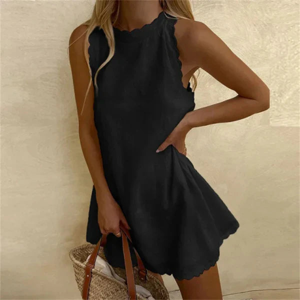 Luftiges Leinenkleid mit O-Ausschnitt & lockerer Passform – Marisa