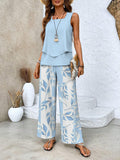Zweiteiler Damen Set mit Pflanzenmuster Sommer – Elorina