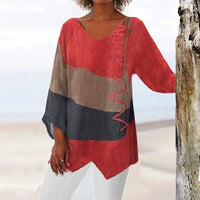 Damen Tricolor Bluse mit Eleganz Look – Ravelle
