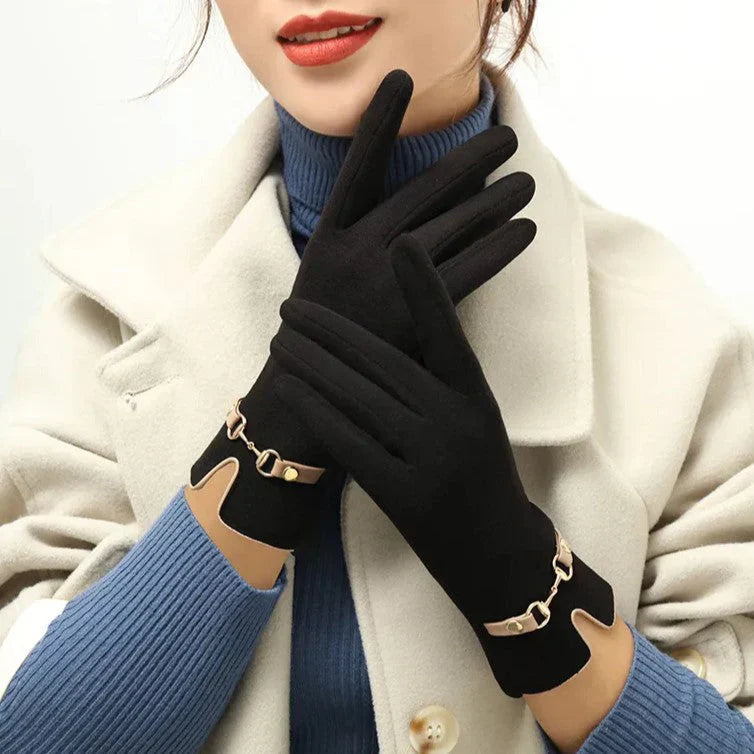 Warme Winterhandschuhe mit Vintage-Design für Damen – Amelia