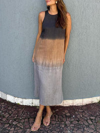 Ärmelloses Maxikleid mit Farbverlauf und Schlitz – Lilya