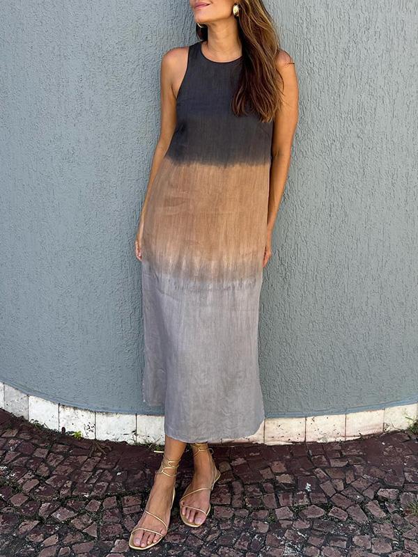Ärmelloses Maxikleid mit Farbverlauf und Schlitz – Lilya