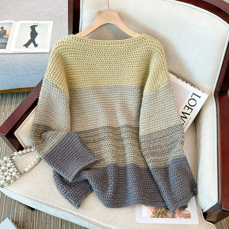 Übergrößen Patchwork Pullover für Damen – Annika