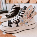High-Top Canvas-Sneaker mit Blumenmuster – Amelie