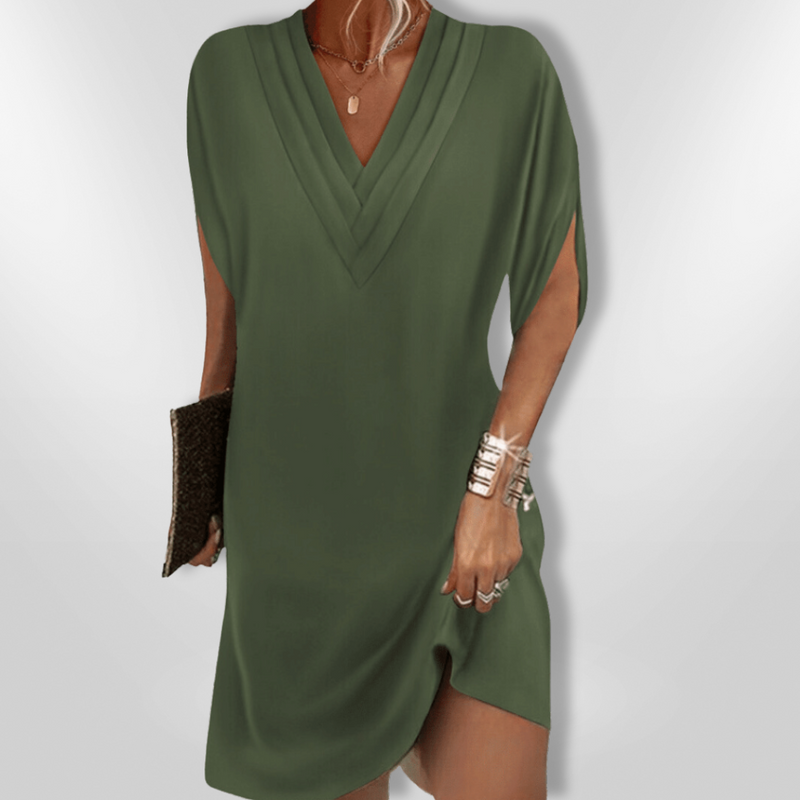 V-Ausschnitt Kleid Damen mit Bauchversteck Stil – Thaleia
