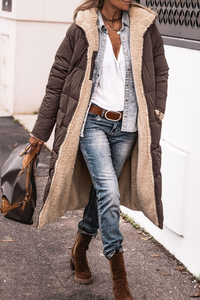 Damen Winterjacke Reversibel Lang Elegant Warm Komfortabel - Olivia