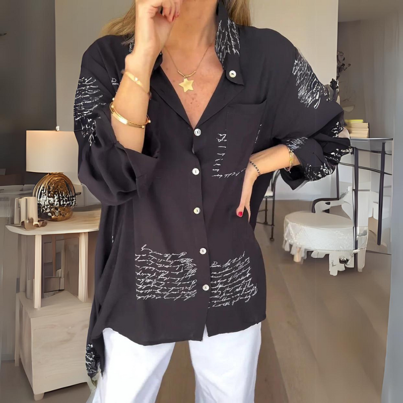 Button-Up Bluse Damen Locker Elegant Casual – Lea