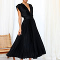 Elegantes Kleid mit V-Ausschnitt und Falten – Celestine