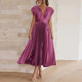 Elegantes Kleid mit V-Ausschnitt und Falten – Celestine