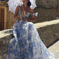 Trägerloses Abendkleid mit Blumenprint – Viviana