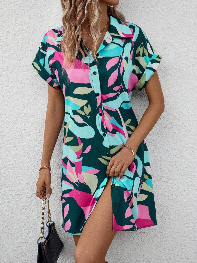 Farbenfrohes Hemdblusenkleid für Damen – Alina