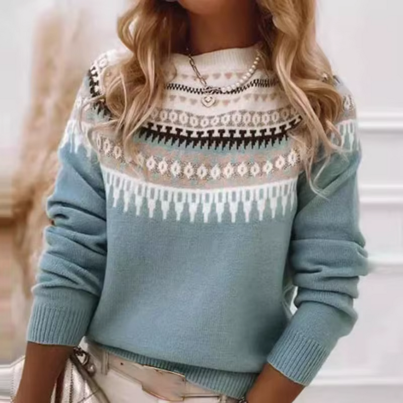 Damen Strickpullover warm mit Muster und Details – Helena