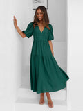 Rüschen Midikleid mit V-Ausschnitt Damen – Elionara