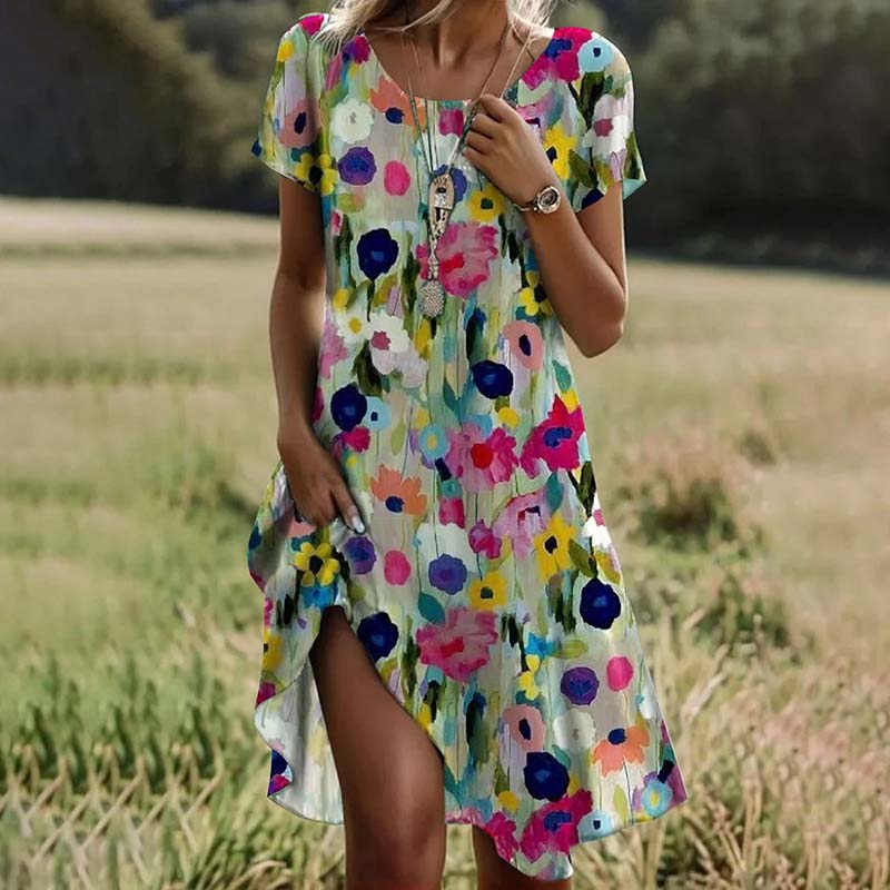 Blumenkleid Damen mit luftiger Passform Sommer – Fioraya
