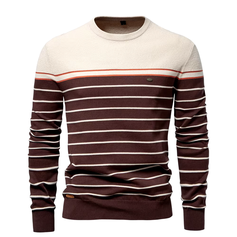 Gestreifter Herrenpullover aus Baumwollmix mit Stretch – Thilo
