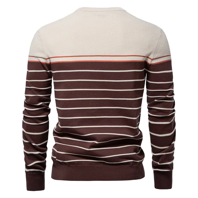 Gestreifter Herrenpullover aus Baumwollmix mit Stretch – Thilo