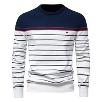 Gestreifter Herrenpullover aus Baumwollmix mit Stretch – Thilo