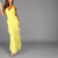 Sommer Maxikleid Damen Luftig Zitronenfarbe Elegant Freizeit – Fioramira
