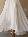 Weißes Maxikleid Damen V-Ausschnitt elegant A-Linie – Celina