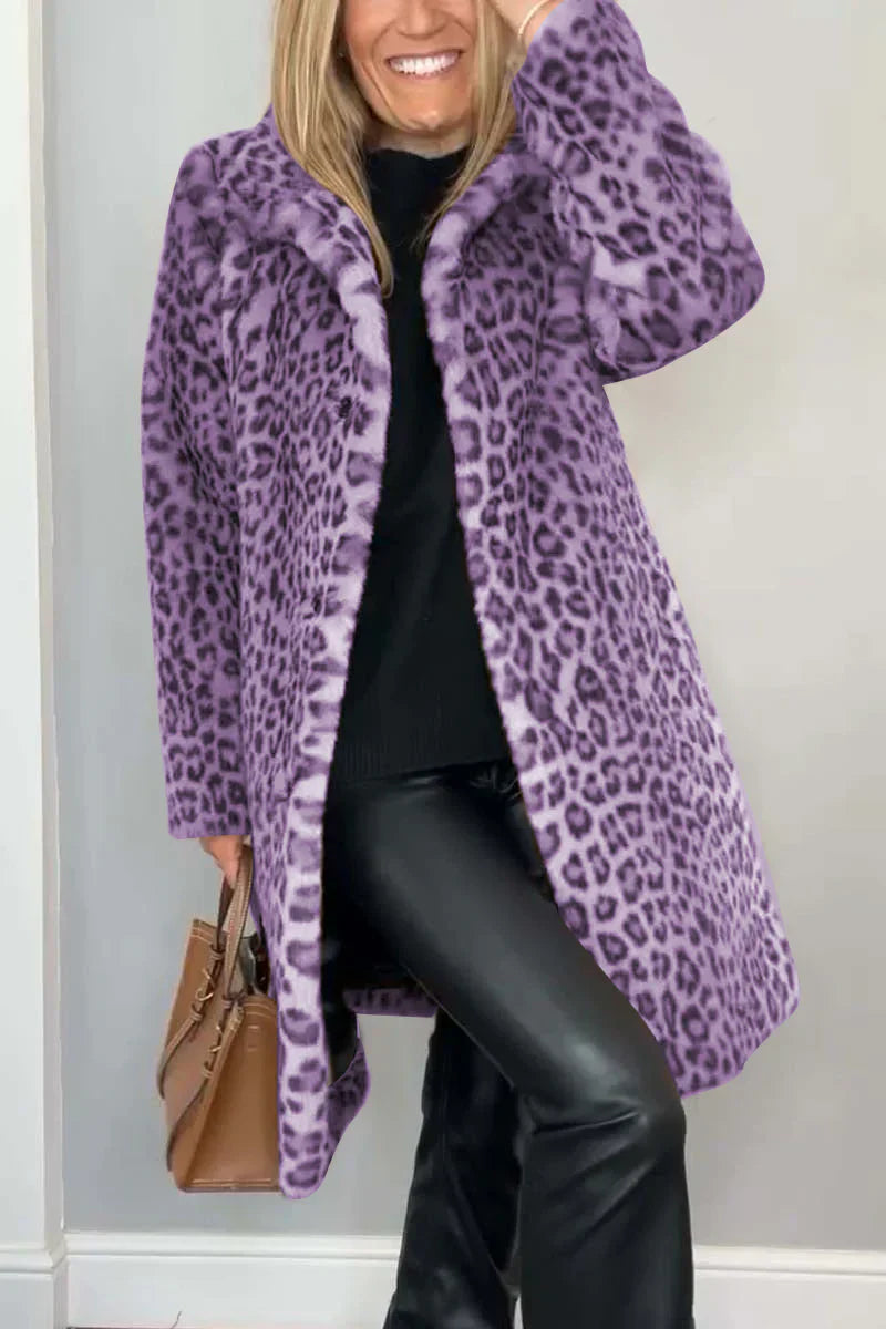 Damen Wintermantel mit Leopardenmuster – Serelina