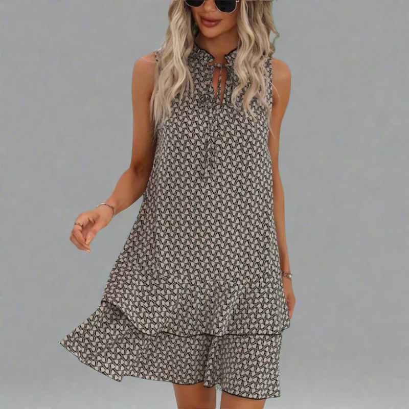 Sommerkleid Damen Luftig Elegant Rüschenprint Locker – Fiorenya