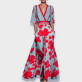 Maxikleid Damen Blumenmuster Elegant Figurbetont Sommer – Alverina