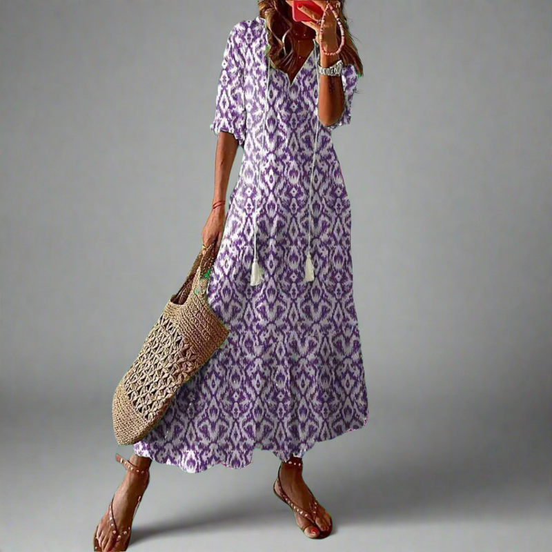 Sommerkleid Damen Bedruckt Elegant Luftig Bequem Sommer – Valerina