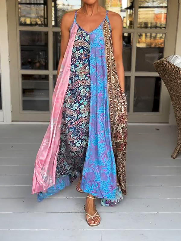 Luftiges Sommerkleid Ärmellos V-Ausschnitt Elegant – Lurevia