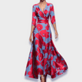 Maxikleid Damen Blumenmuster Elegant Figurbetont Sommer – Alverina