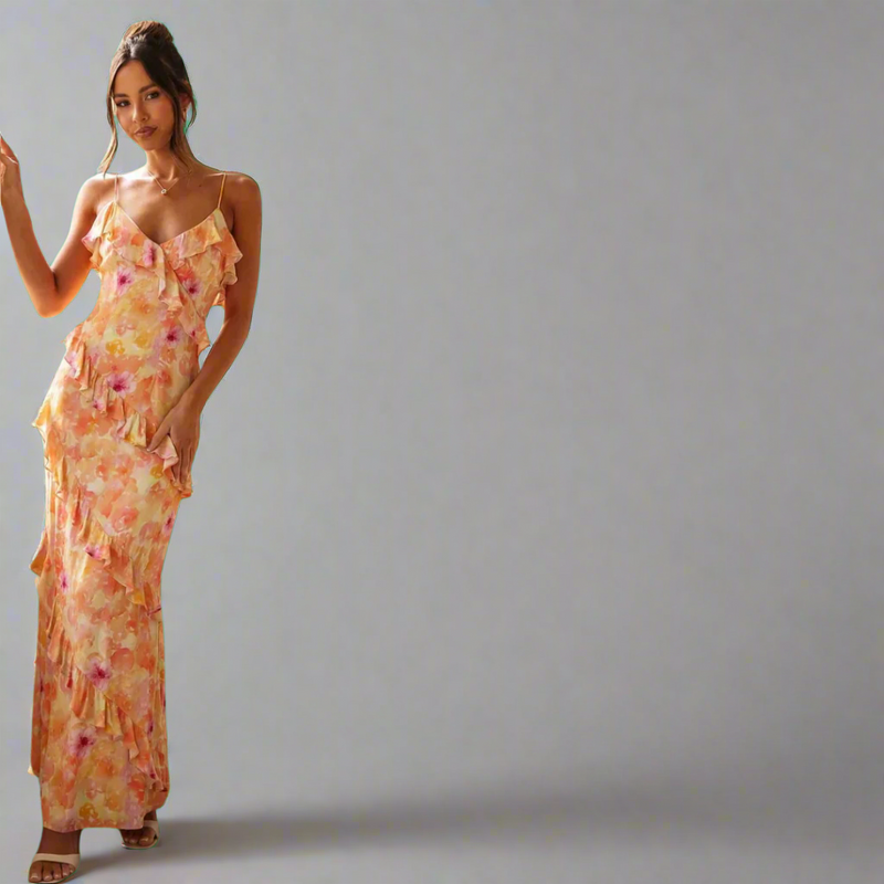Luftiges Maxikleid mit Zitronenfarbe für Damen – Lena