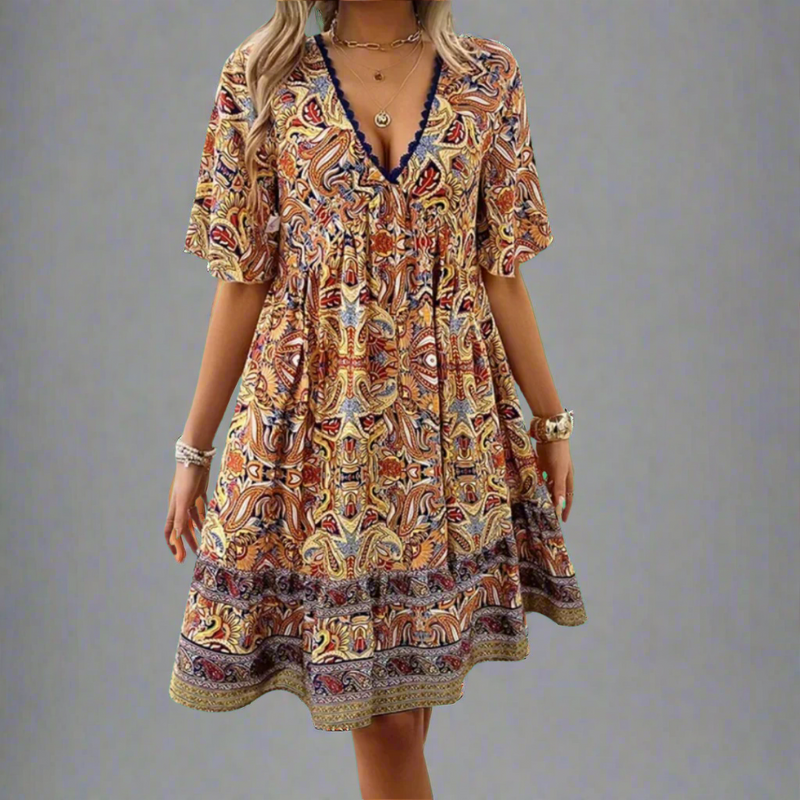 Luftiges Sommerkleid für Damen mit Boho-Print – Lea