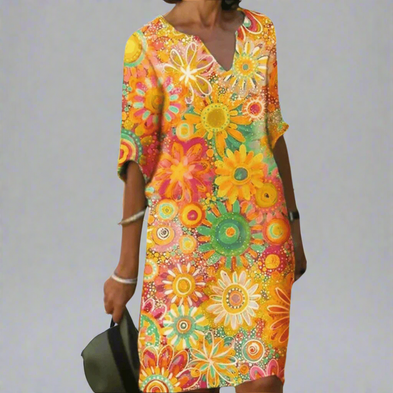 Sommerkleid Damen Blumenprint Luftig Elegant Bequem – Florenya