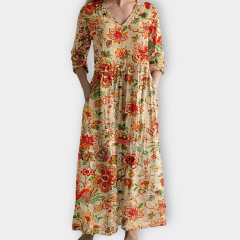 Langes Sommerkleid im Boho-Stil mit Print – Amira