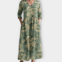 Boho Maxikleid mit Print und fließendem Stoff – Soreya