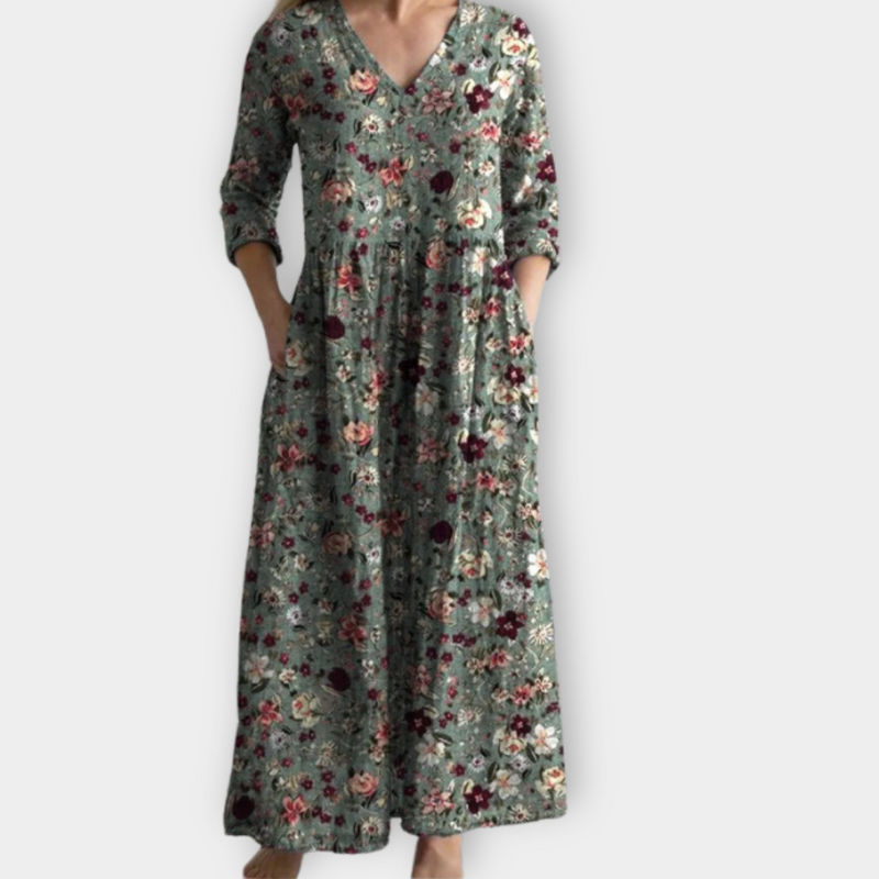 Luftiges Boho Maxikleid mit Print für Damen – Saphira