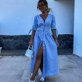Damen Jeanskleid mit Knopfleiste und femininer Passform – Selvina