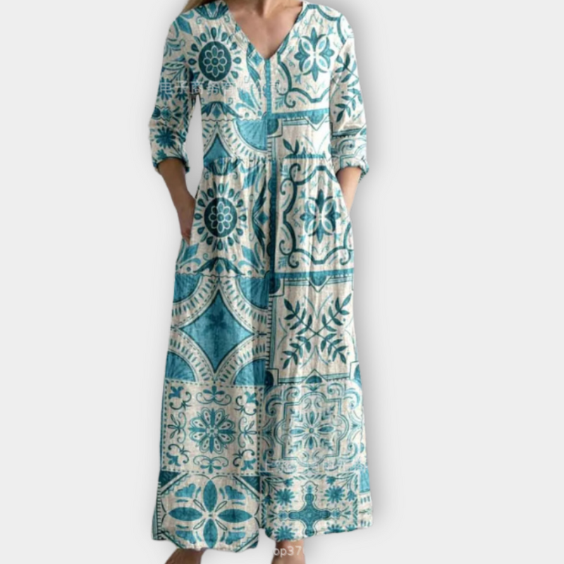 Luftiges Boho Maxikleid mit Print für Damen – Leona