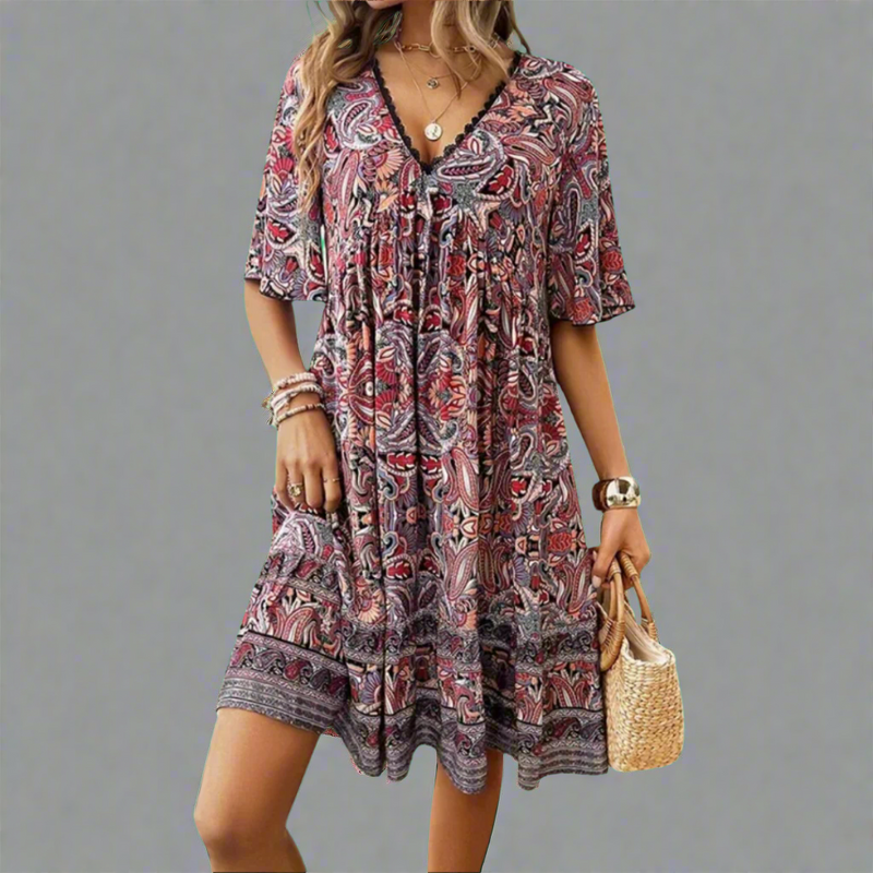 Luftiges Sommerkleid für Damen mit Boho-Print – Lea