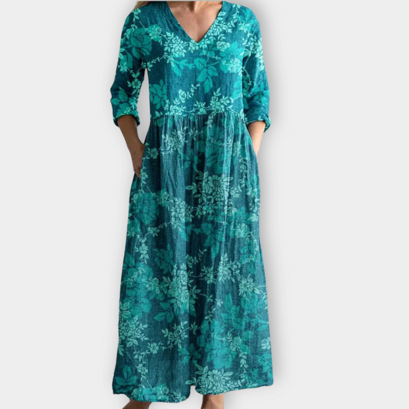 Fließendes Boho Maxikleid mit Muster für Damen – Mirella
