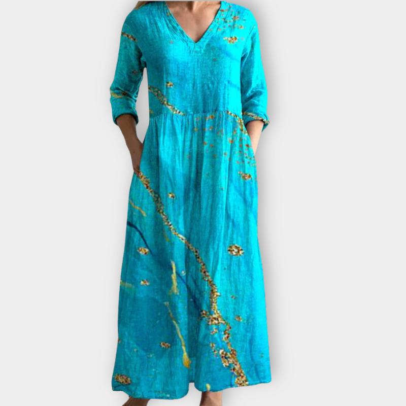 Langes Sommerkleid mit Boho Muster und Weitschnitt – Liana