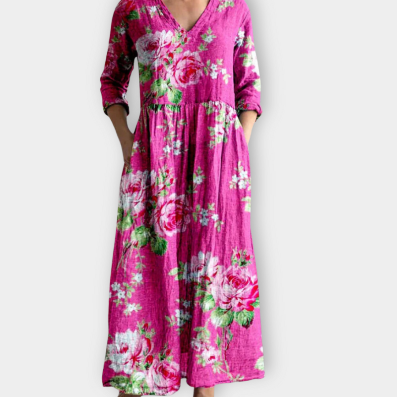 Boho Maxikleid mit weitem Schnitt und Muster – Elina