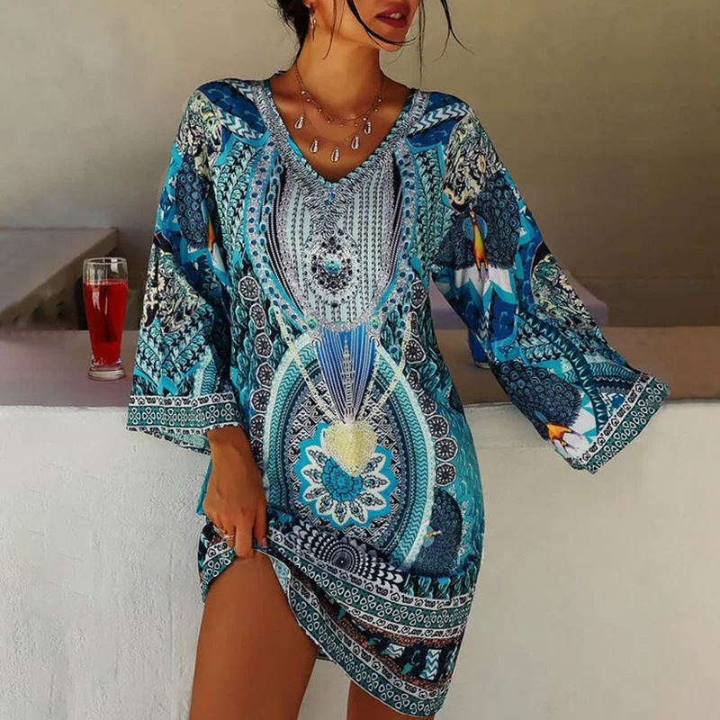Luftiges Sommerkleid mit buntem Muster für Damen – Elanora