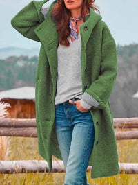 Langer eleganter Mantel für Damen mit Kapuze – Adela