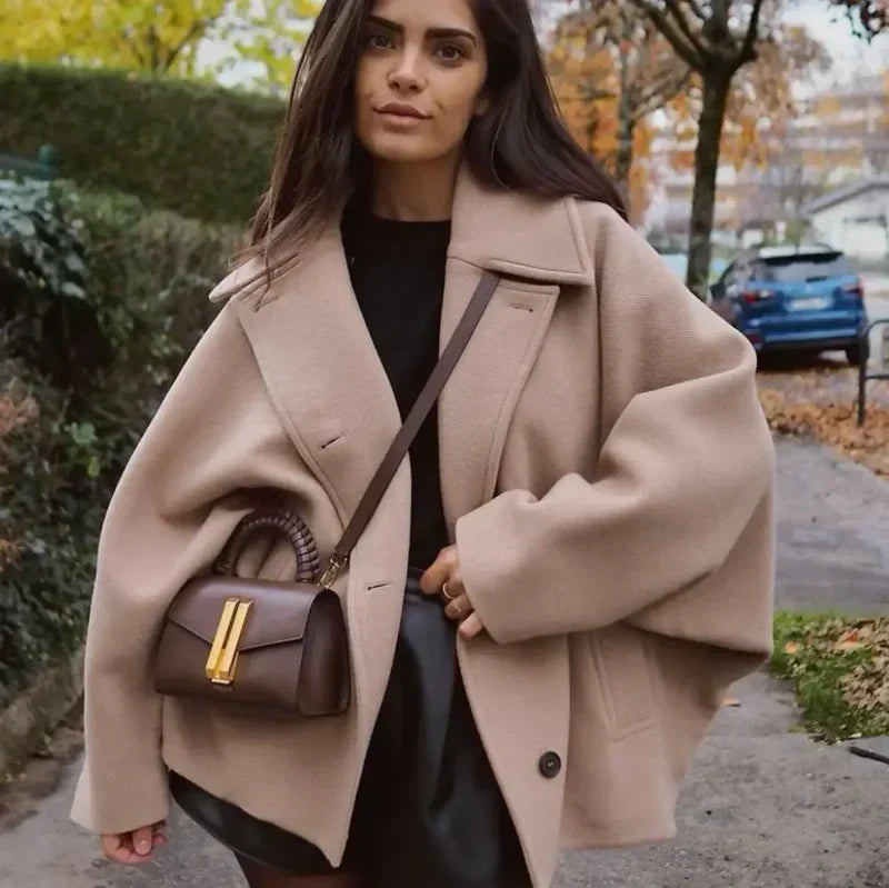 Damen Übergangsjacke mit Kragen und Taschen – Selvona