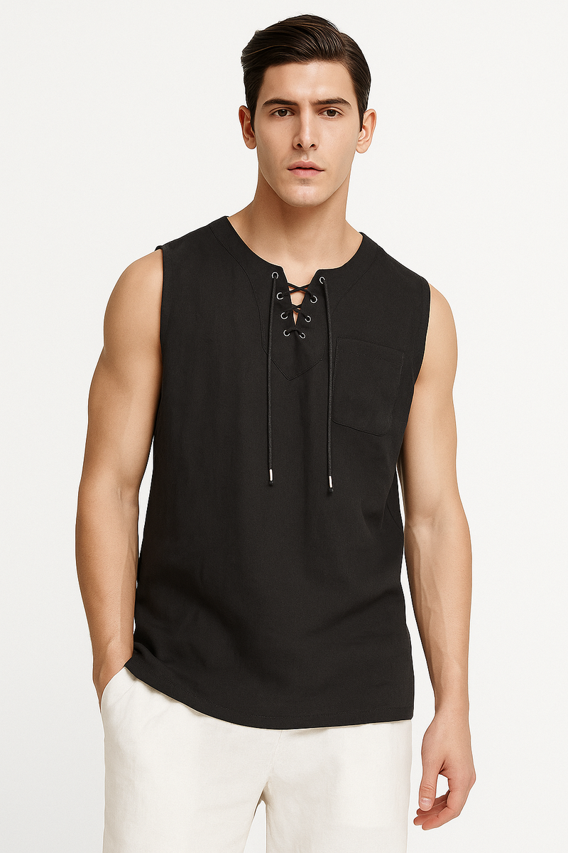 Herren Leinenhemd Ärmellos Sommer Slim Fit – Jimmy
