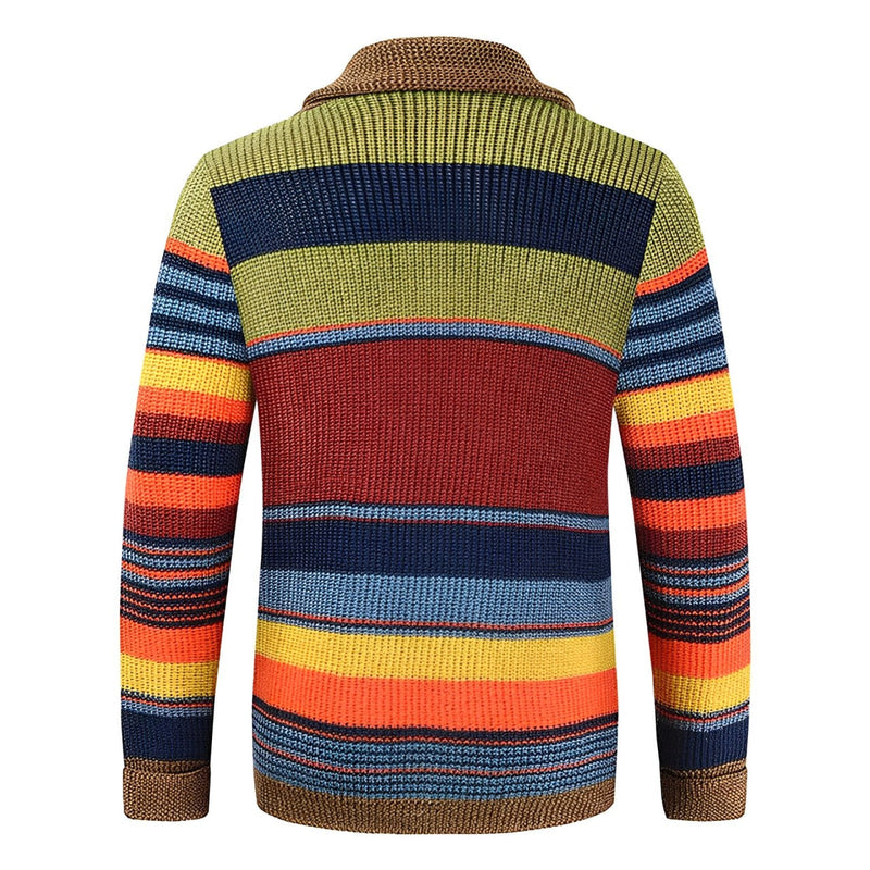 Herren Strickmantel Warm Leicht Elegant Streifen – Velcor