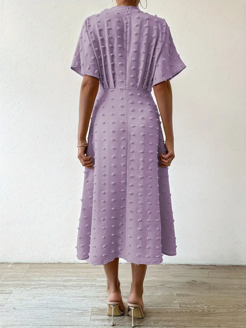 Verfeinerte Plissierte Midi-Kleid mit Rüschen - Abendkleid