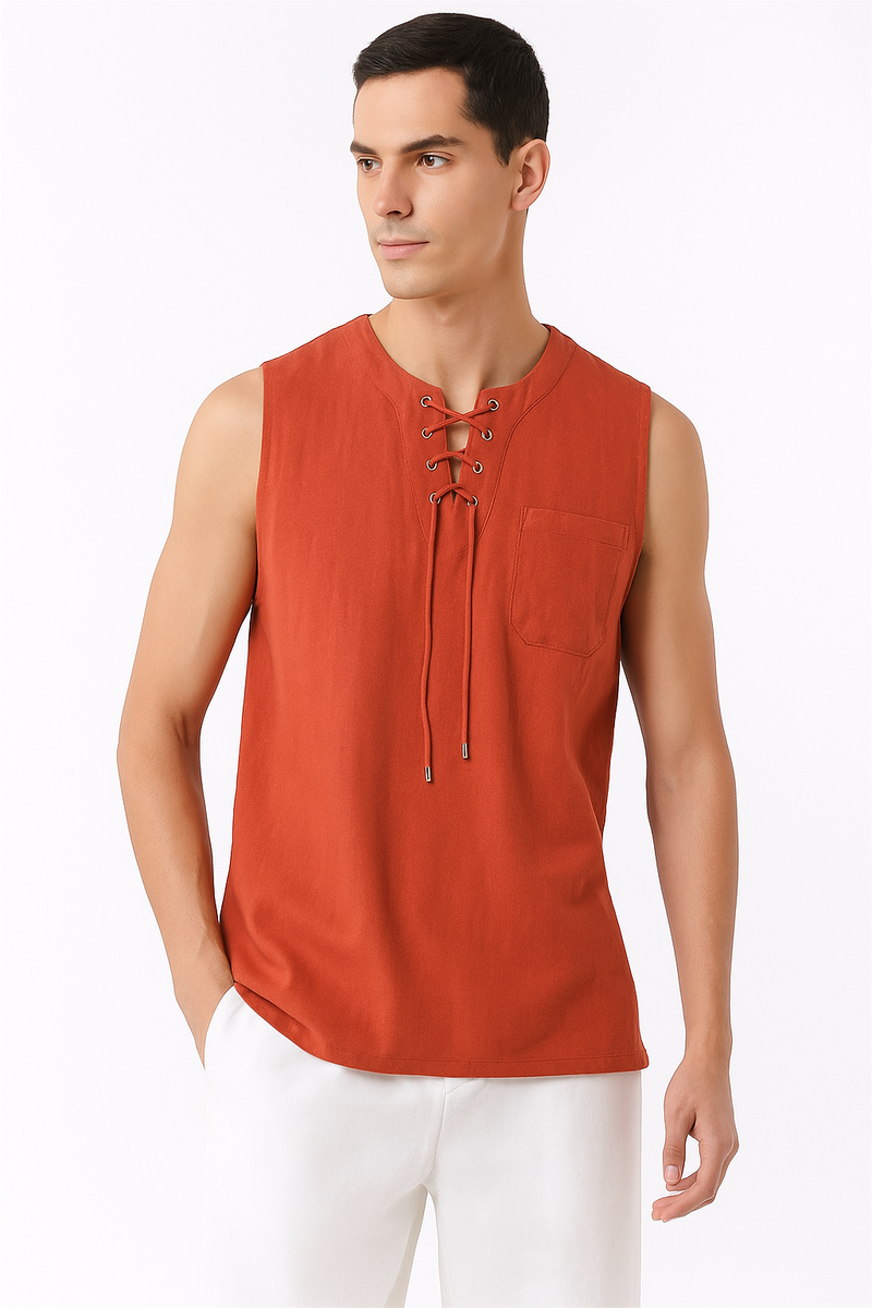 Herren Leinenhemd Ärmellos Sommer Slim Fit – Jimmy