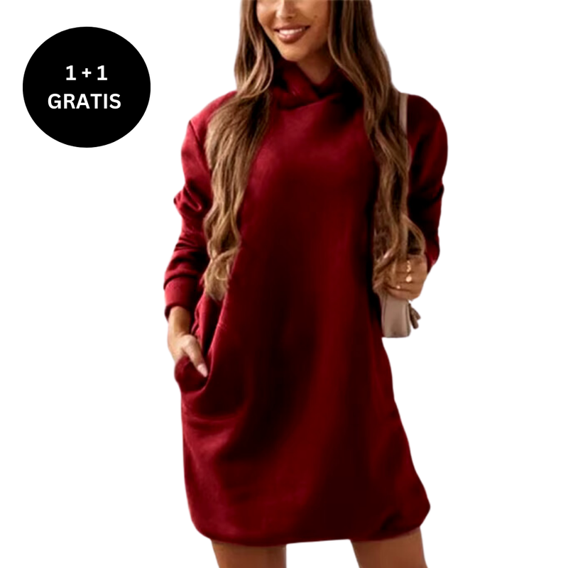 Damen Hoodie Kleid Warm Praktisch Alltag Look – Lina