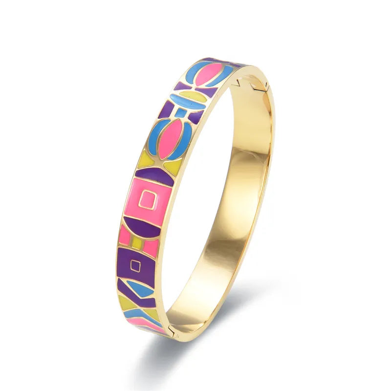 Goldener Edelstahl Armreif mit geometrischem Design – Lisa